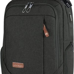 KROSER Laptop Backpack Large Computer Backpack Fits up to 17.3 Inch Laptop with USB Charging Port Water-Repellent Travel Backpack Casual Daypack for Business/College/Women/Men-Charcoal Black