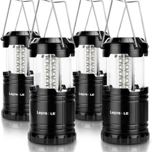 Lepro LED Camping Lanterns Battery Powered, Collapsible, IPX4 Water Resistant, Outdoor Portable Lights for Emergency, Hurricane, Storms and Outages