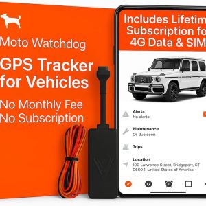 Wired GPS Tracker for Vehicles, No Monthly Fee, No Subscription, 4G SIM and Data Included, Mileage Tracking, Business Fleets, Quick Install, Speeding Alerts, Trip History, USA Developed, Moto Watchdog